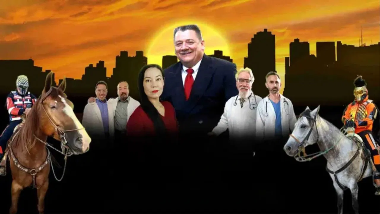 Mummies vs Robots backdrop