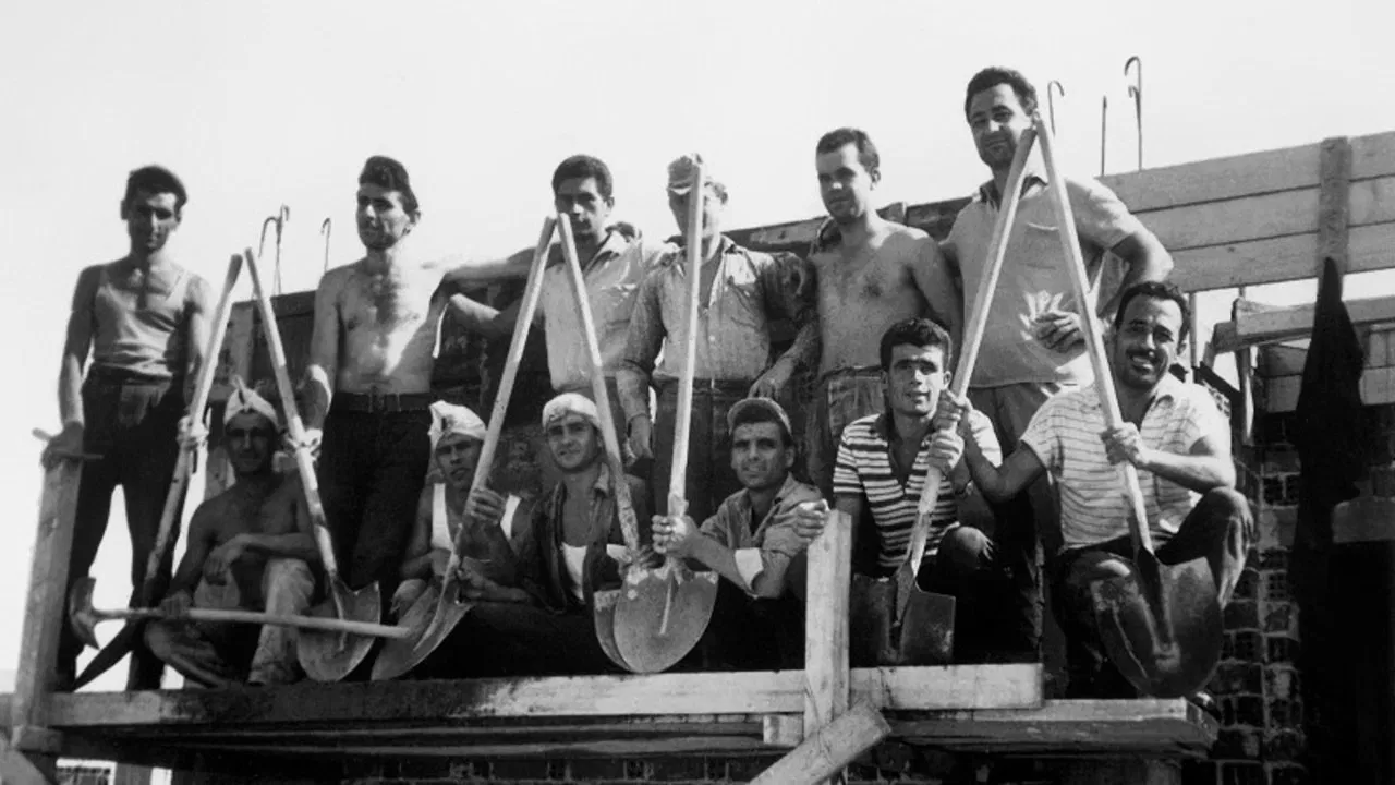 Construction Workers, Our Heroic Comrades backdrop