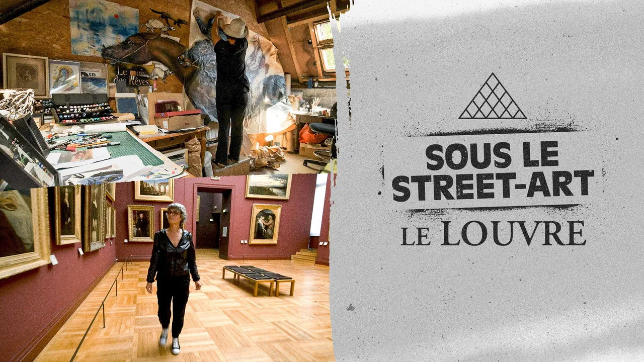 Sous le street-art, le louvre backdrop