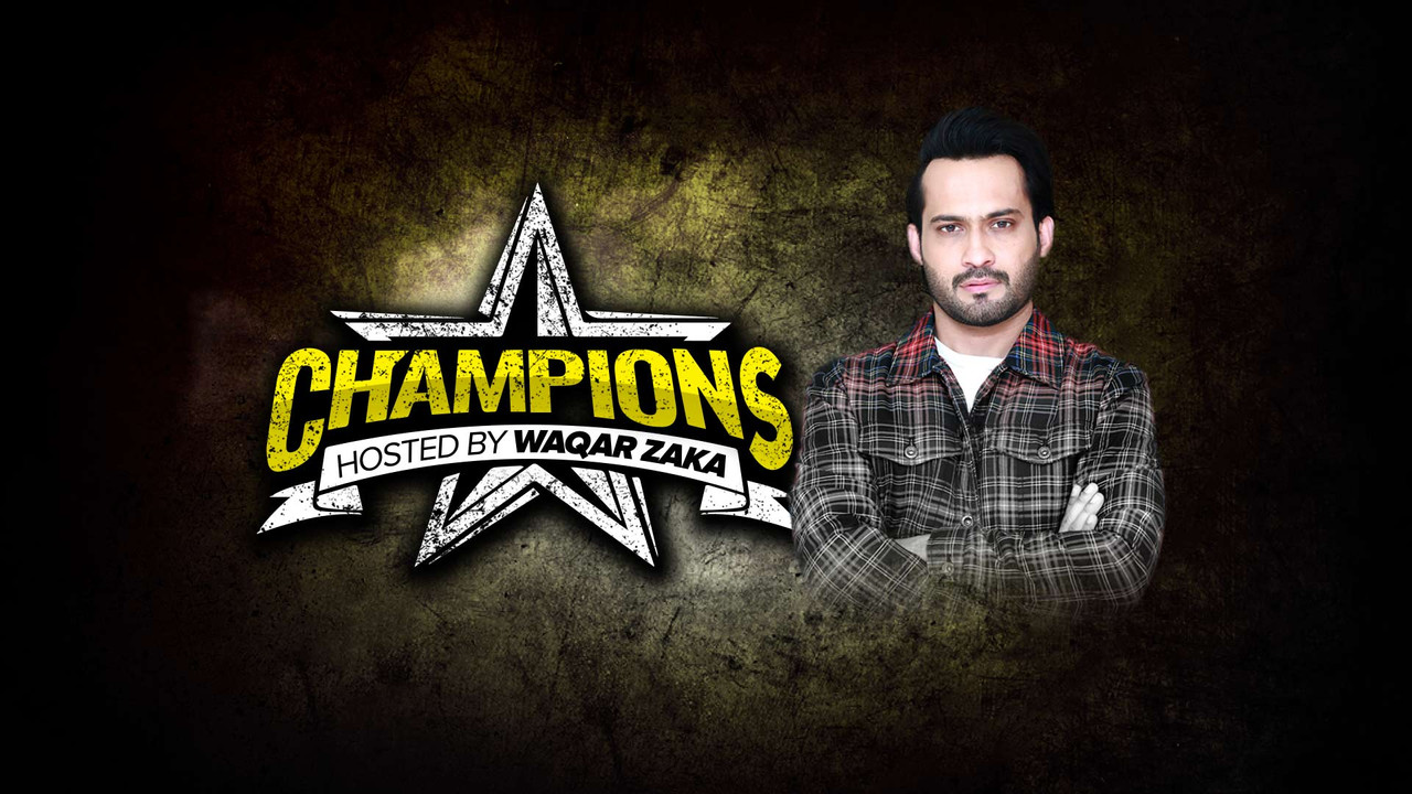Champions With Waqar Zaka backdrop