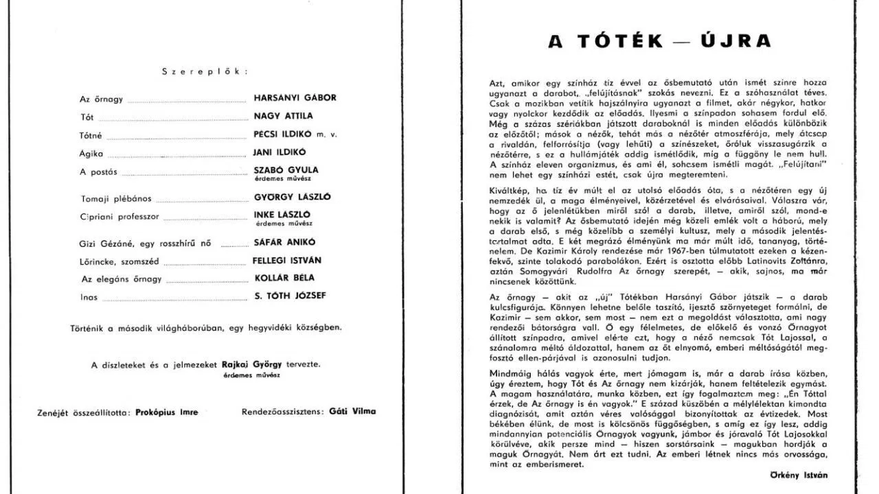 Örkény István: Tóték backdrop