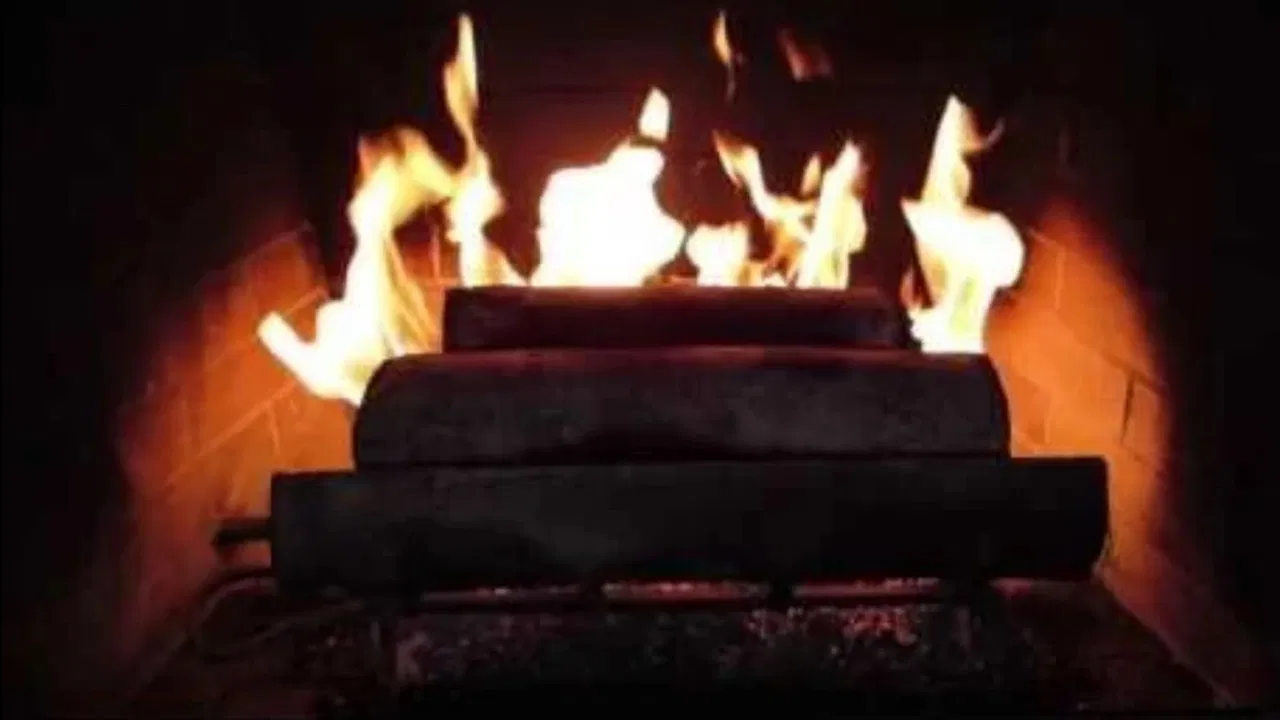 Yule Log with Christmas Music and Loud Family Fighting backdrop