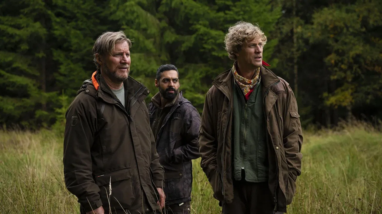 Hunters on a White Field backdrop