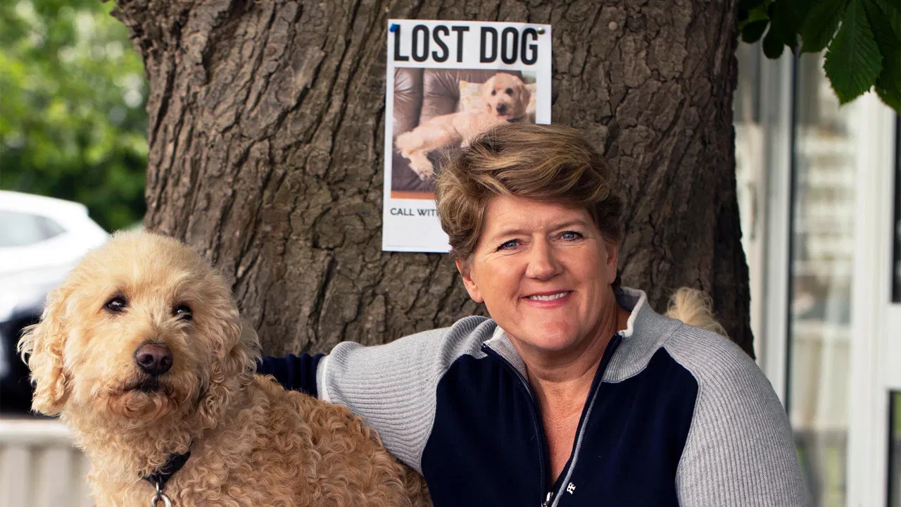 Lost Dog, Found Dog with Clare Balding backdrop