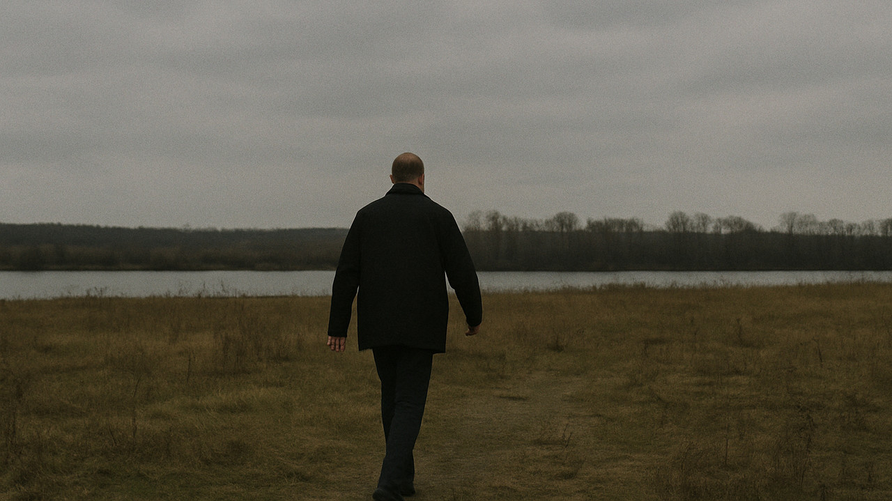 The Man Walking to the River backdrop