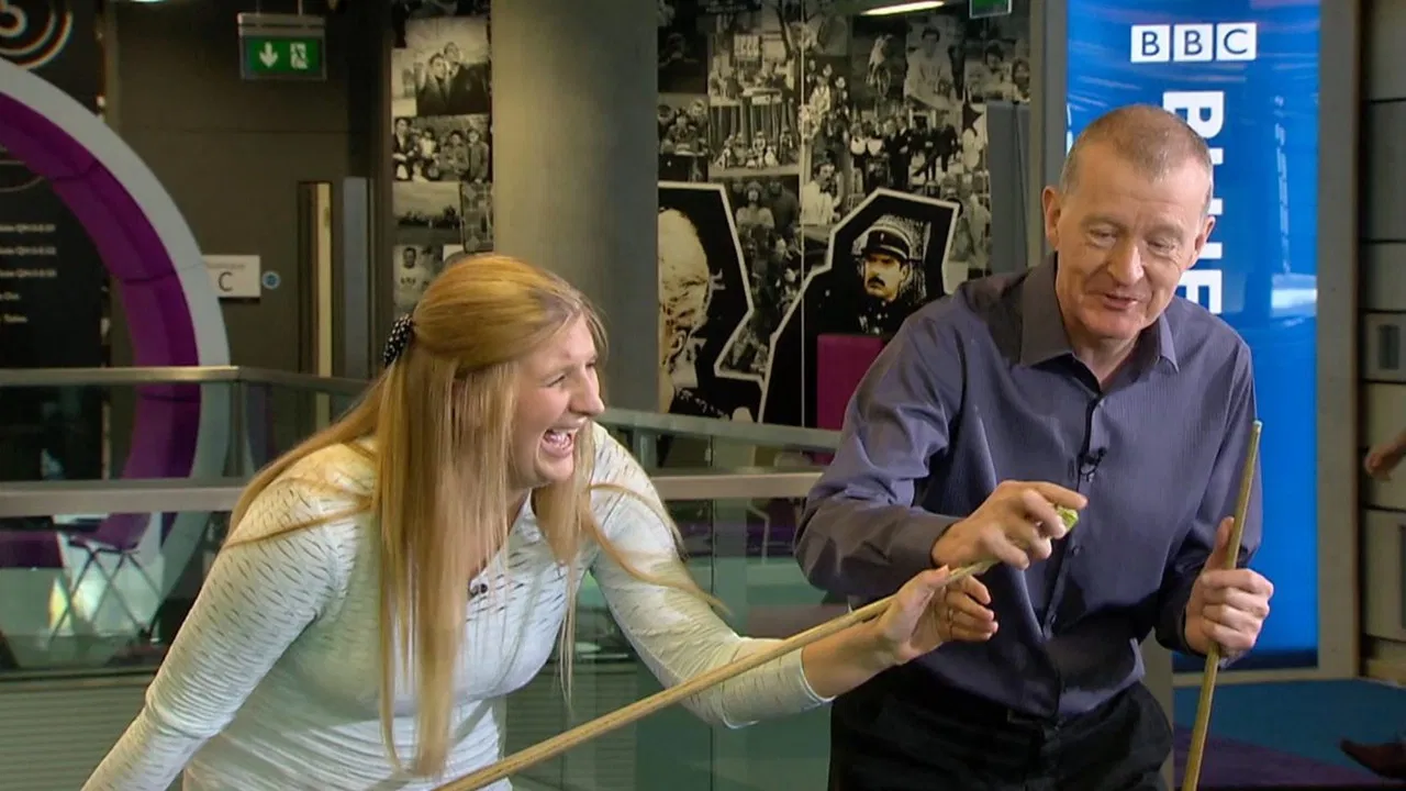 Celebrity Black Ball Final with Steve Davis backdrop