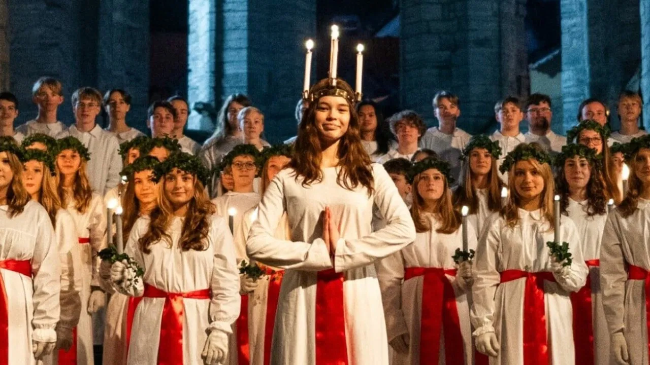 Luciamorgon från Visby backdrop