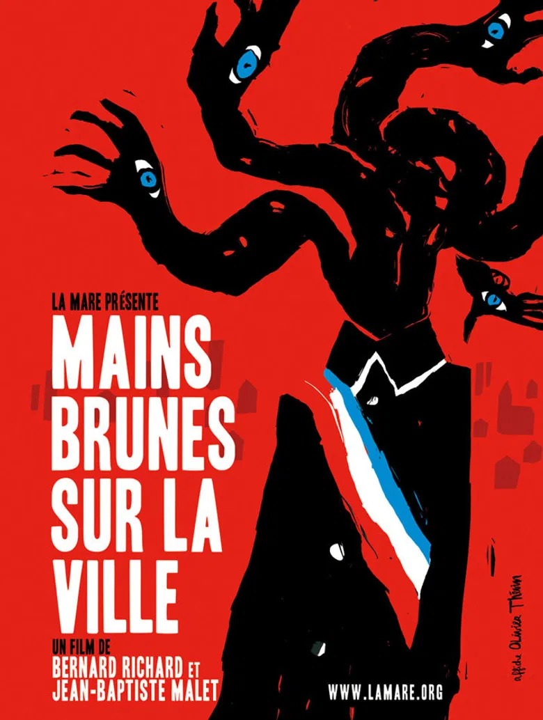 Mains brunes sur la ville poster background