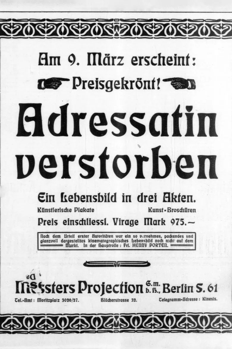 Adressatin verstorben poster background