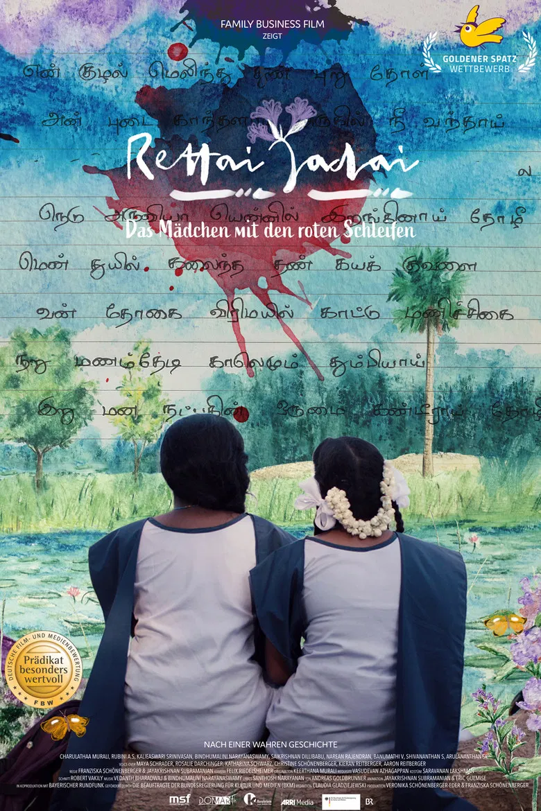 The Girl with the Red Ribbons poster background