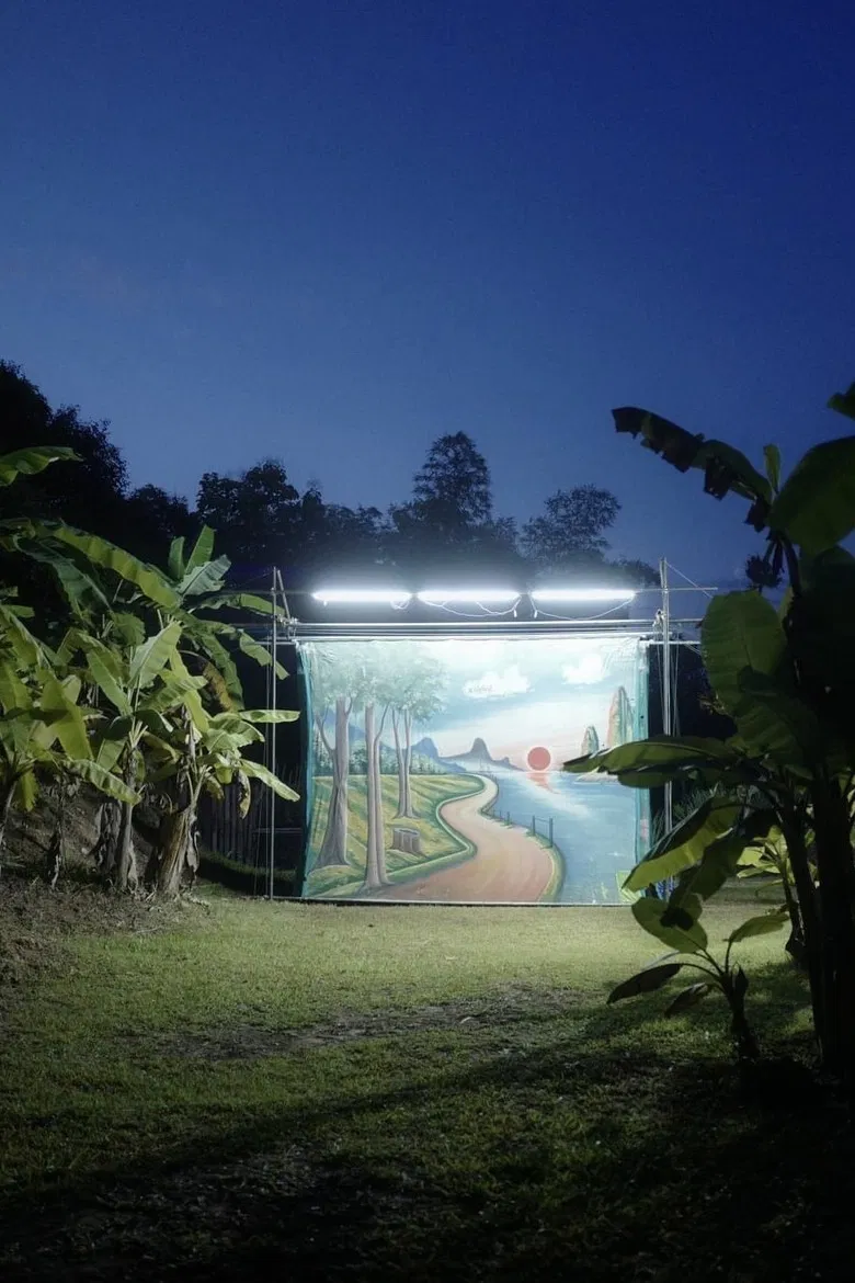 On Blue poster background