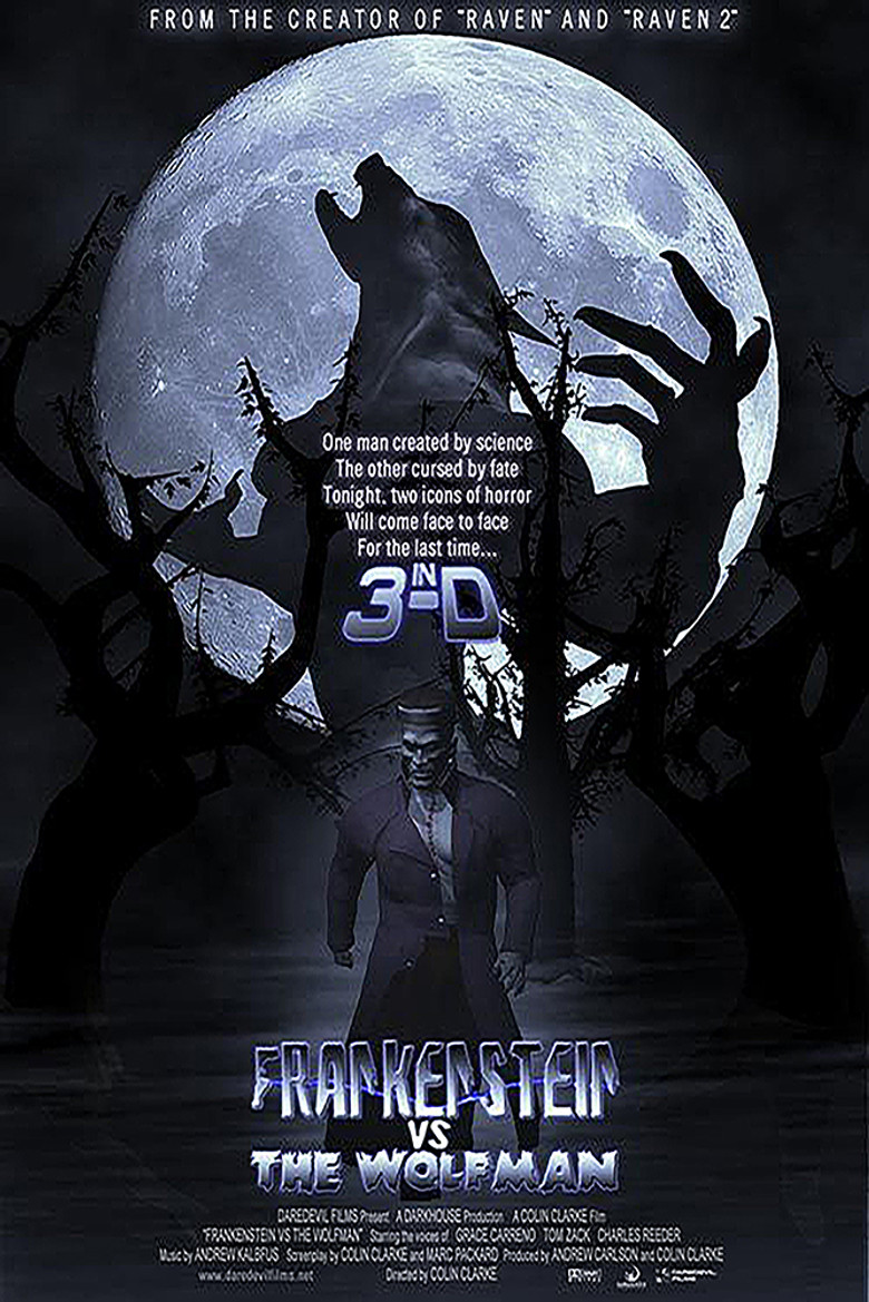 Frankenstein vs. the Wolfman in 3-D poster background