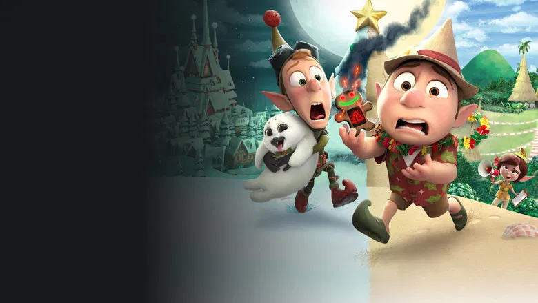 A scene showing a chaotic moment with holiday decorations