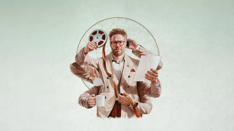 The ensemble cast of The Studio in a tense boardroom meeting