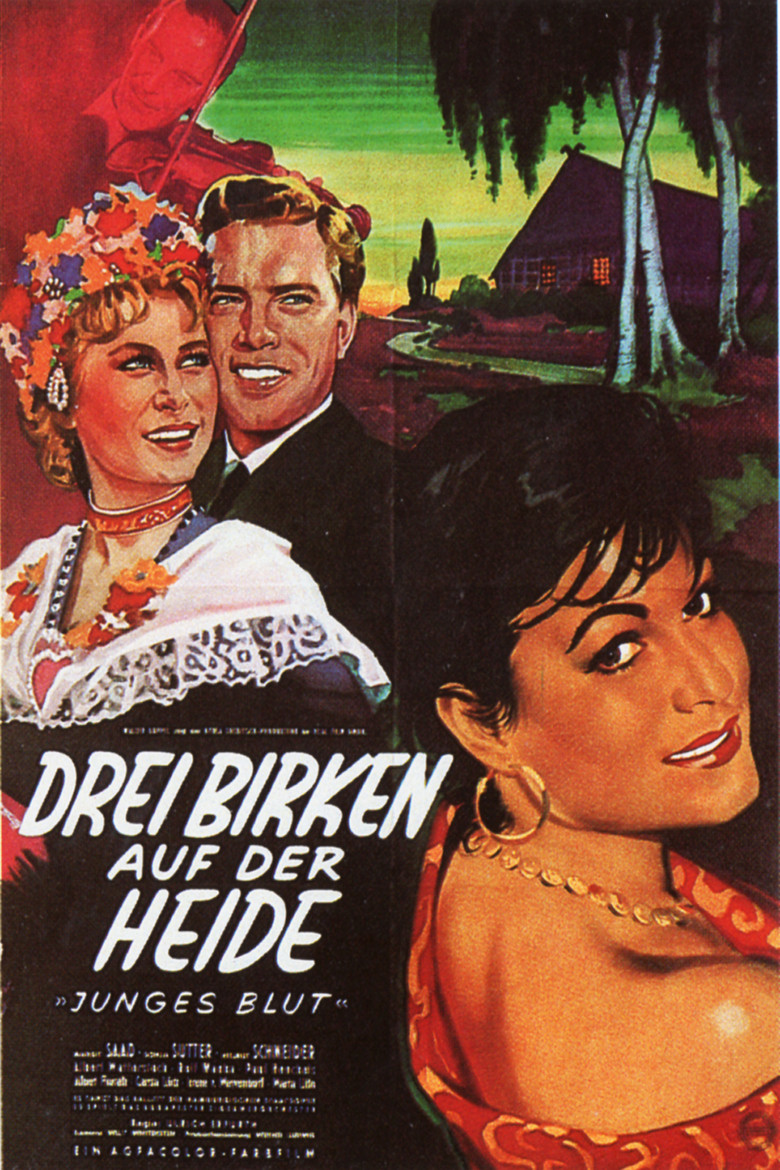 Drei Birken auf der Heide poster background