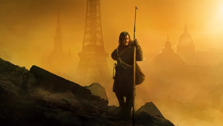 Daryl Dixon walking along the beach in France