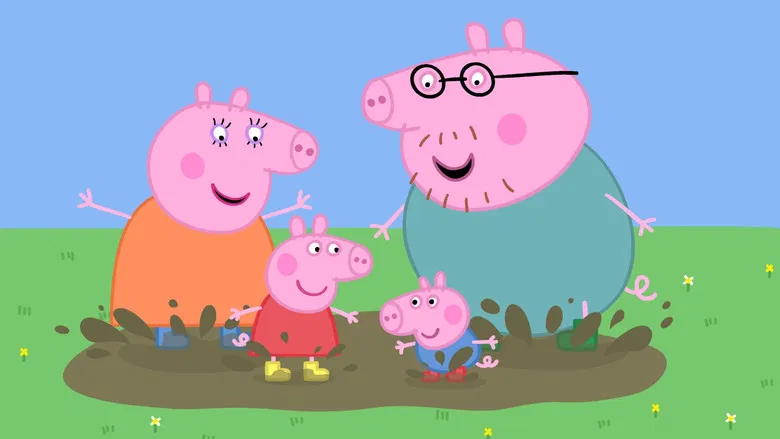 Peppa and family in the car