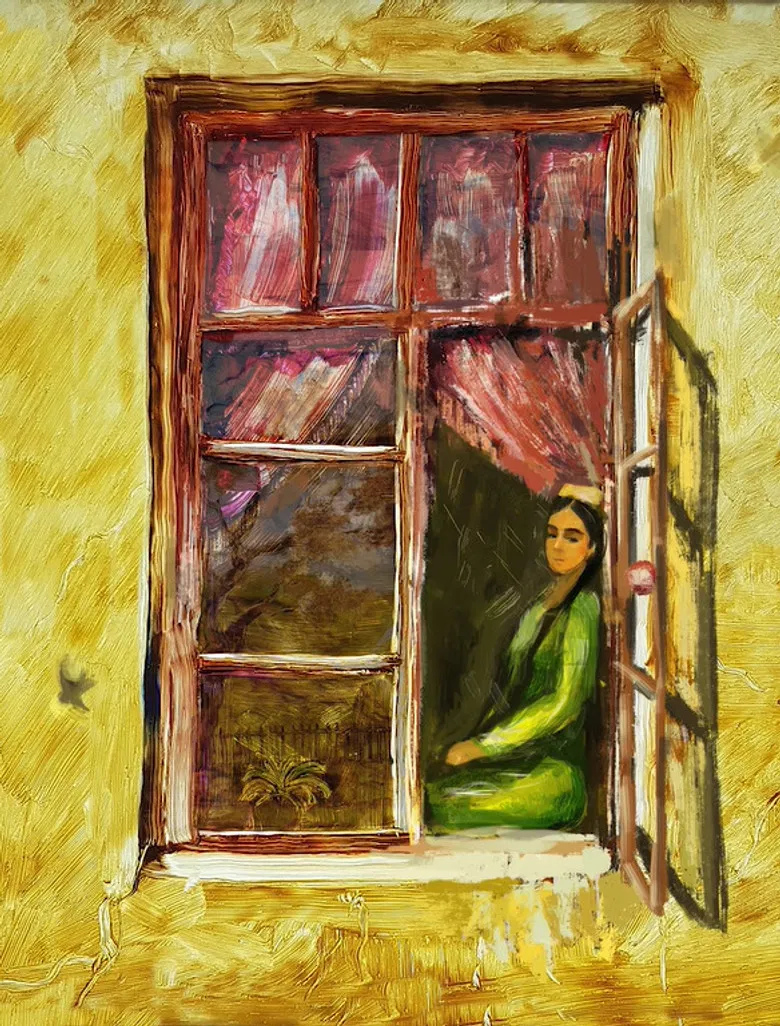 Girl and cloud poster background