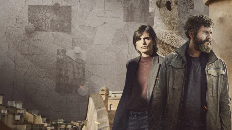 A burning body hanging from the facade of La Pedrera in Barcelona