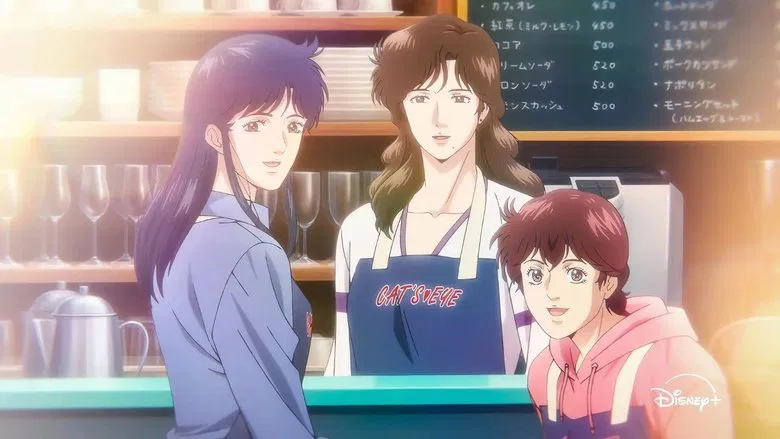 The three sisters discussing their next target in the Cat's Eye cafe