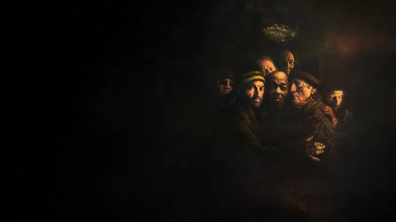 A moody, dimly lit bar scene with patrons