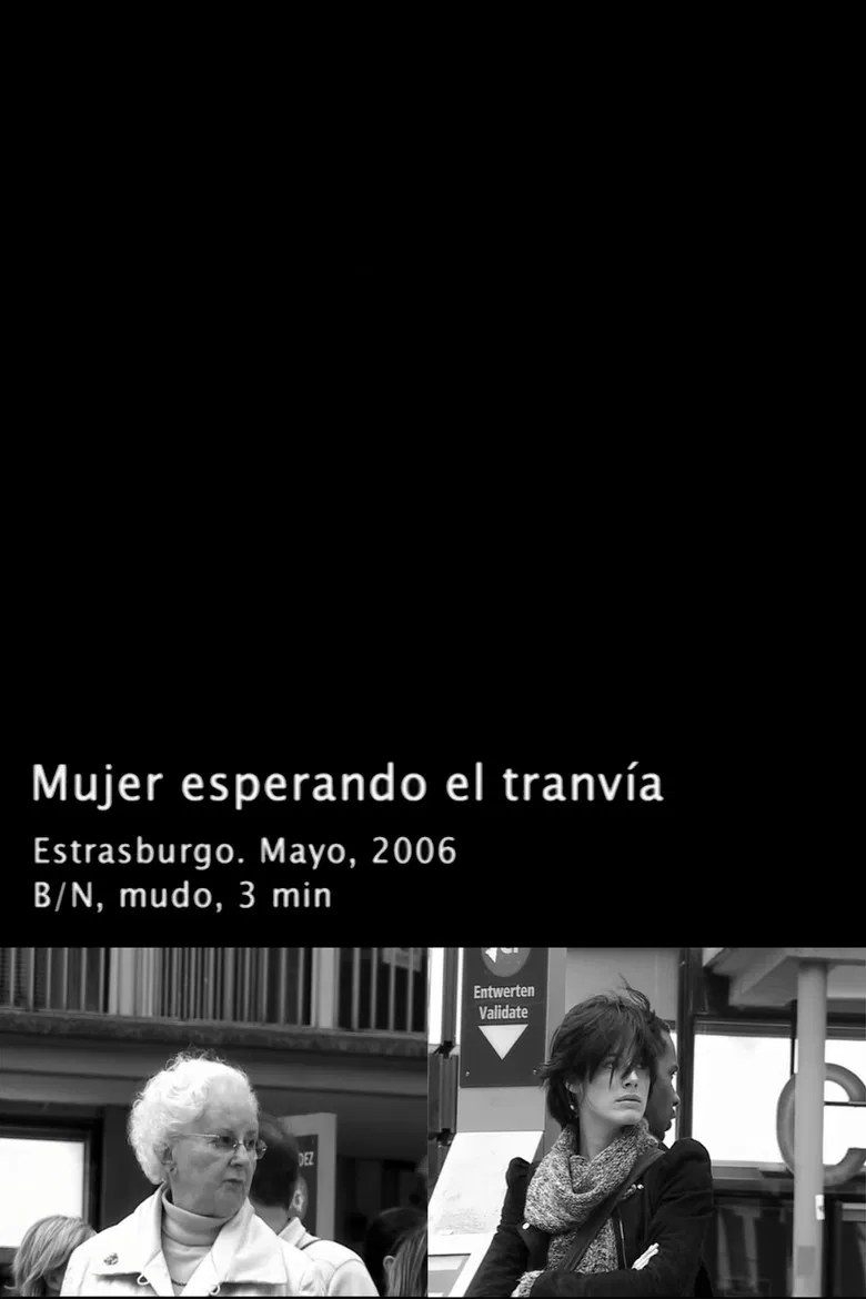 Mujer esperando al tranvía poster background