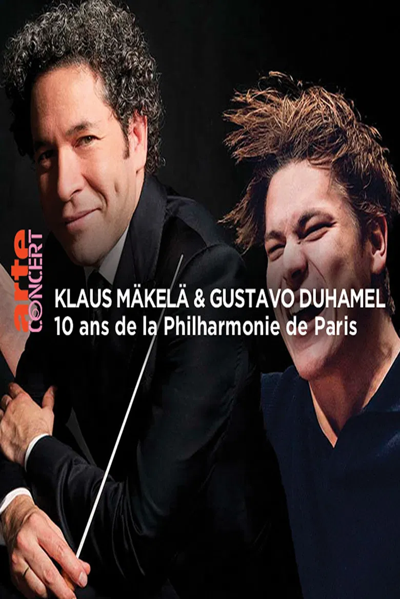 Klaus Mäkelä and Gustavo Dudamel 10 year anniversary of the Philharmonie de Paris poster background