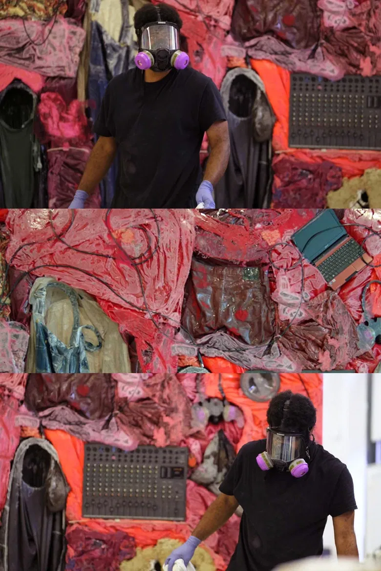 Kevin Beasley’s Raw Materials poster background