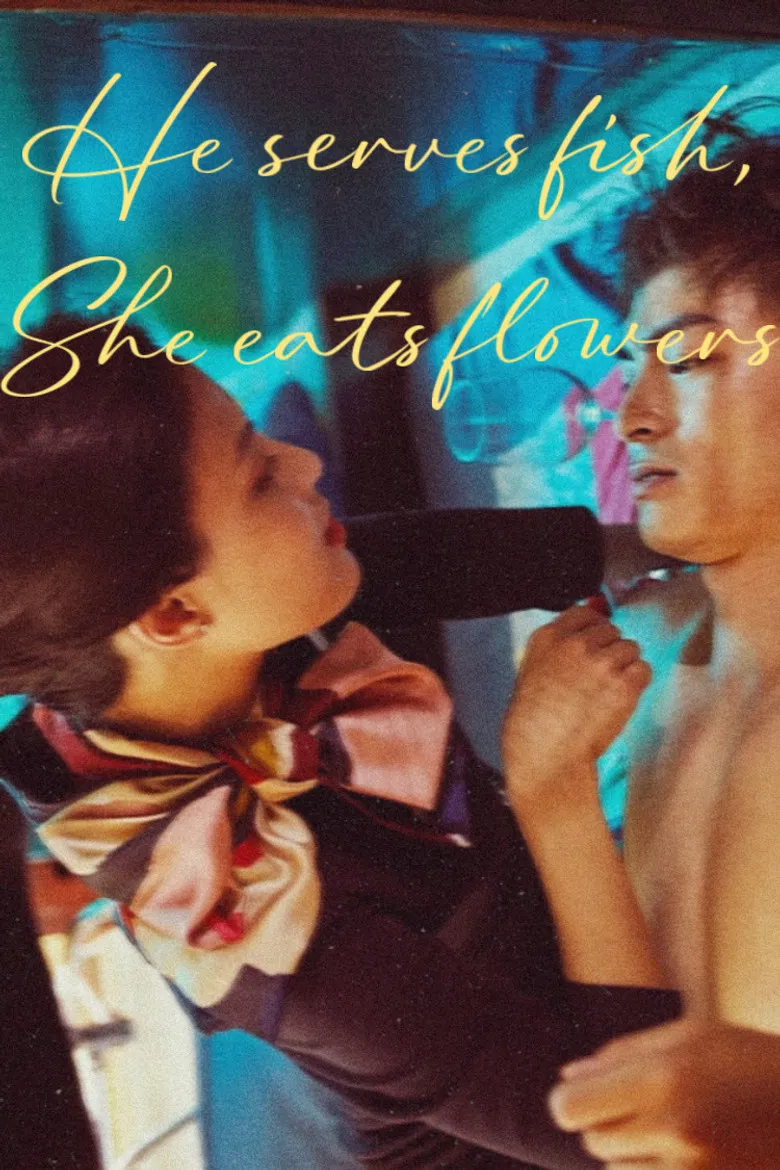 He Serves Fish, She Eats Flower poster background